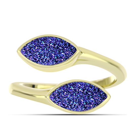 Goldplattierter Silberring mit lila Druse