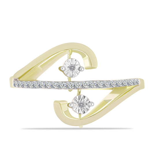 Goldplattierter Silberring mit weißem Diamant und weißem Topas