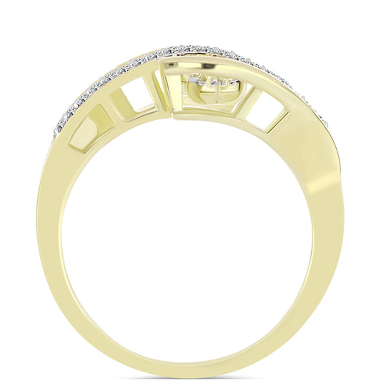 Goldplattierter Silberring mit weißem Diamant und weißem Topas