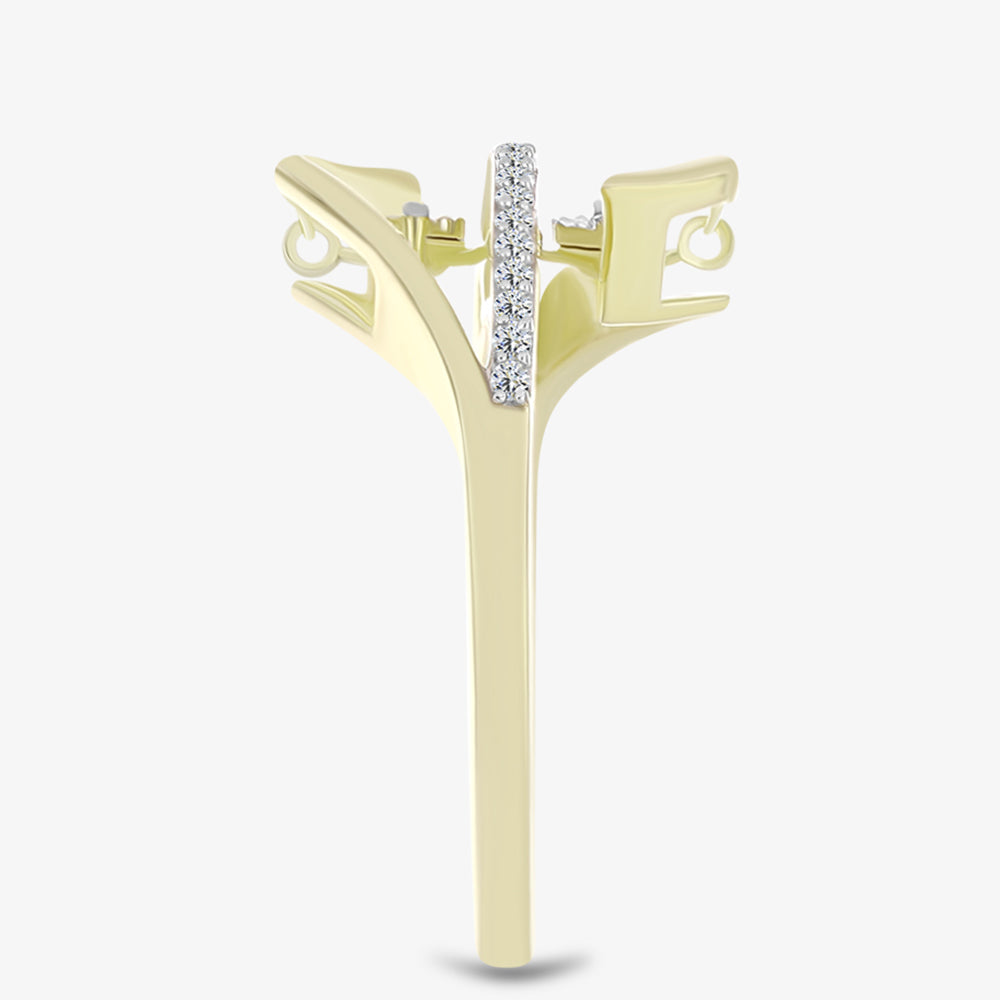 Goldplattierter Silberring mit weißem Diamant und weißem Topas