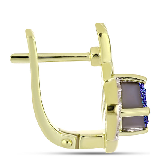 Goldplattierte Silberohrringe mit lila Druse und weißem Topas