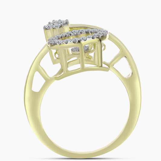 Goldplattierter Silberring mit weißem Diamant und weißem Topas