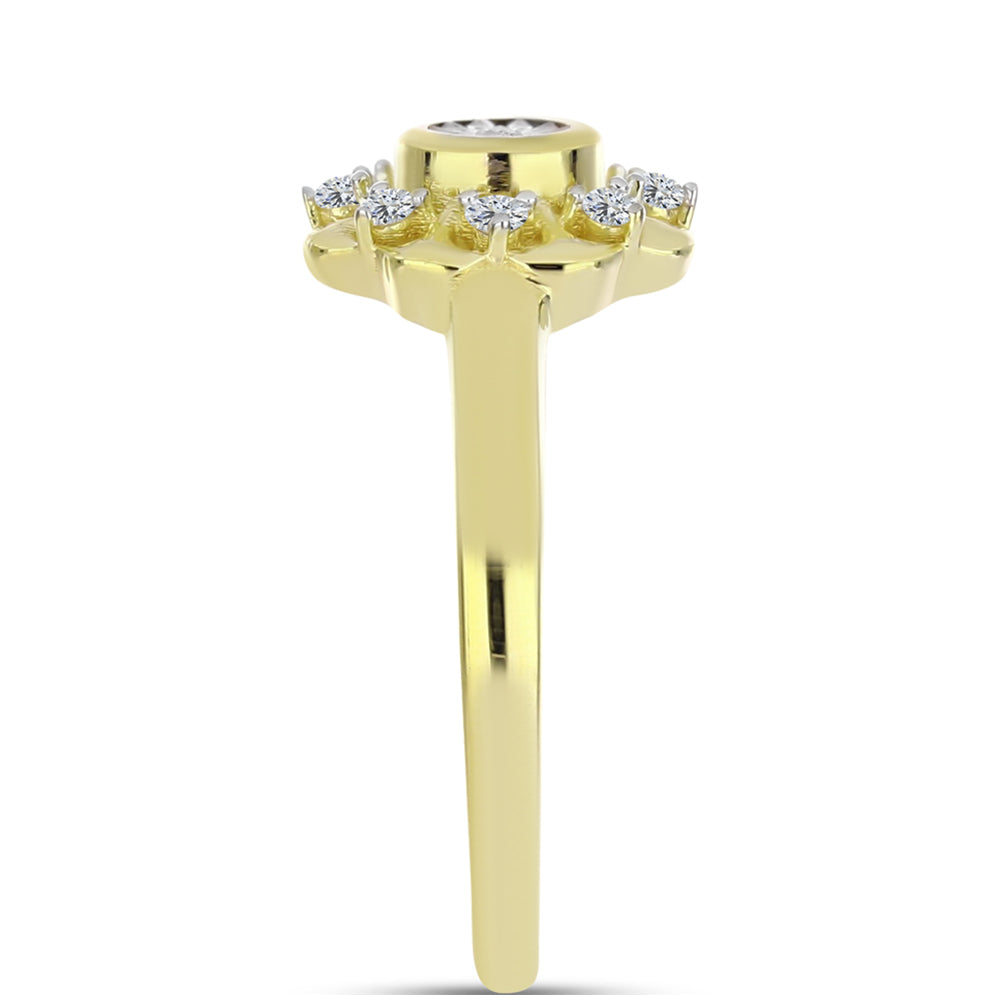 Goldplattierter Silberring mit weißem Diamant und weißem Topas