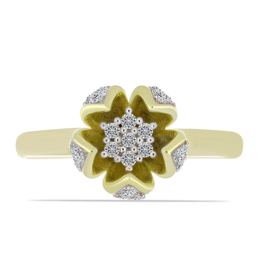 Goldplattierter Silberring mit weißem Diamant und weißem Topas