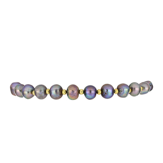 Goldplattiertes Silberarmband mit schwarzer Süßwasserperle