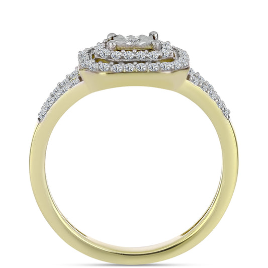 Goldplattierter Silberring mit weißem Diamant und weißem Topas