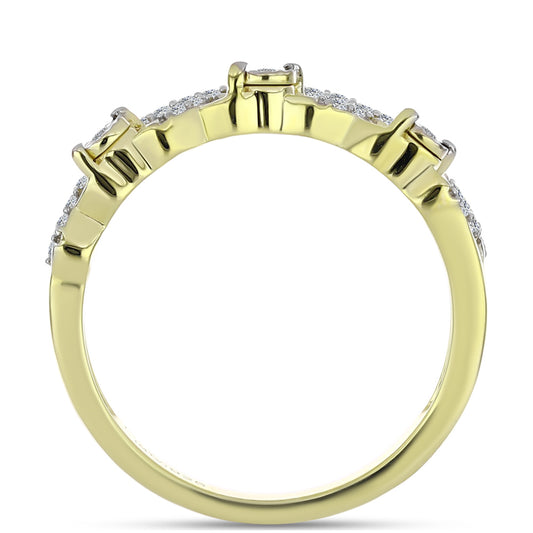 Goldplattierter Silberring mit weißem Diamant und weißem Topas