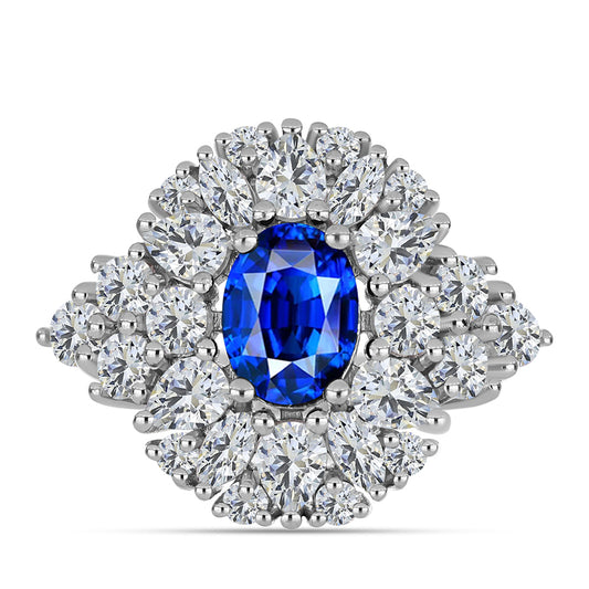 Silberring mit australischem blauem Saphir und weißem Topas