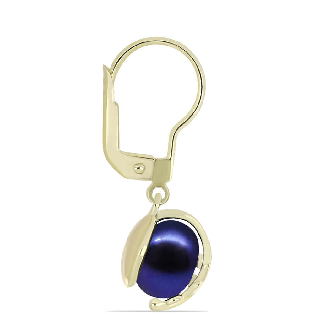 Goldplattierte Silberohrringe mit schwarzer Süßwasserperle