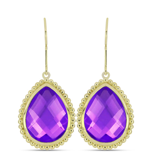 Goldplattierte Silberohrringe mit lila Achat