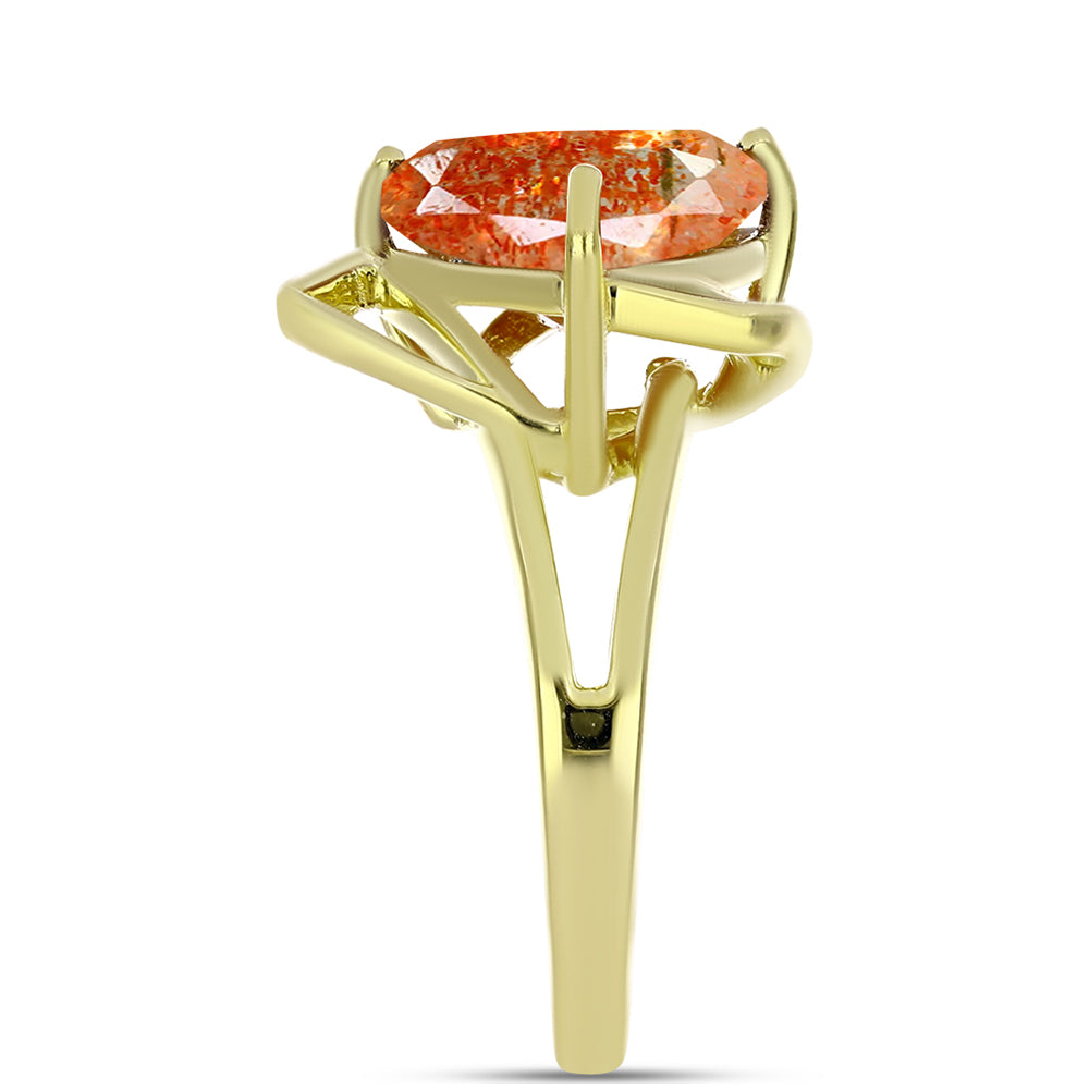 Goldplattierter Silberring mit Sonnenstein aus Oregon