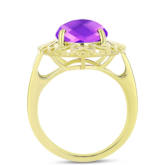 Goldplattierter Silberring mit lila Achat