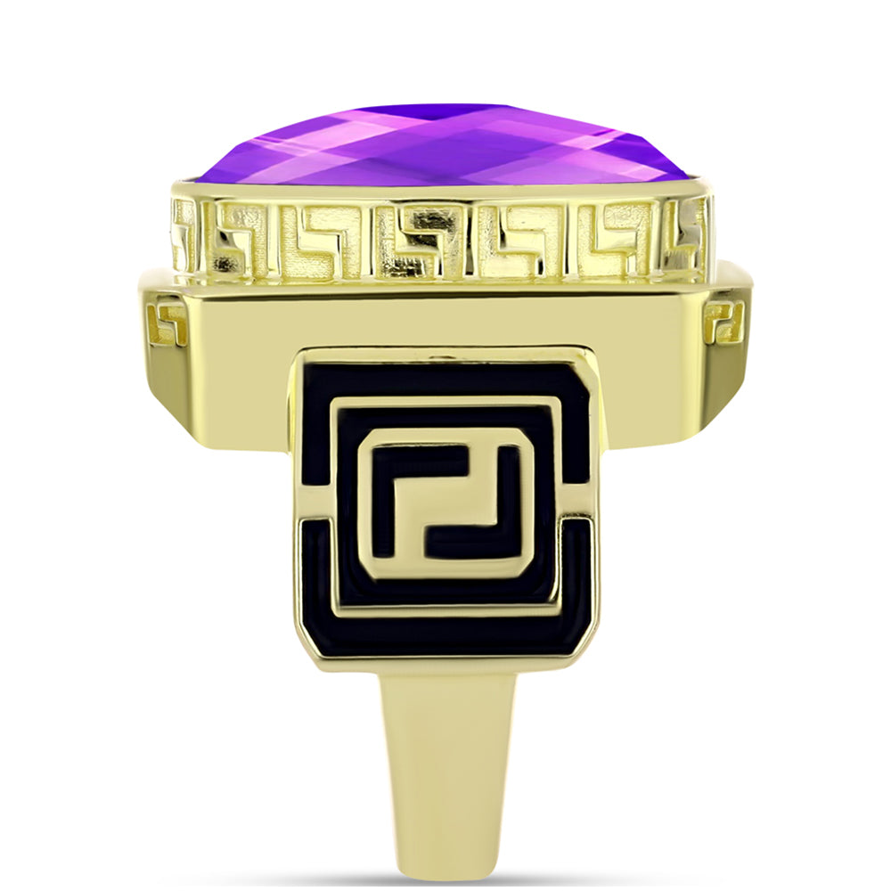 Goldplattierter Silberring mit lila Achat