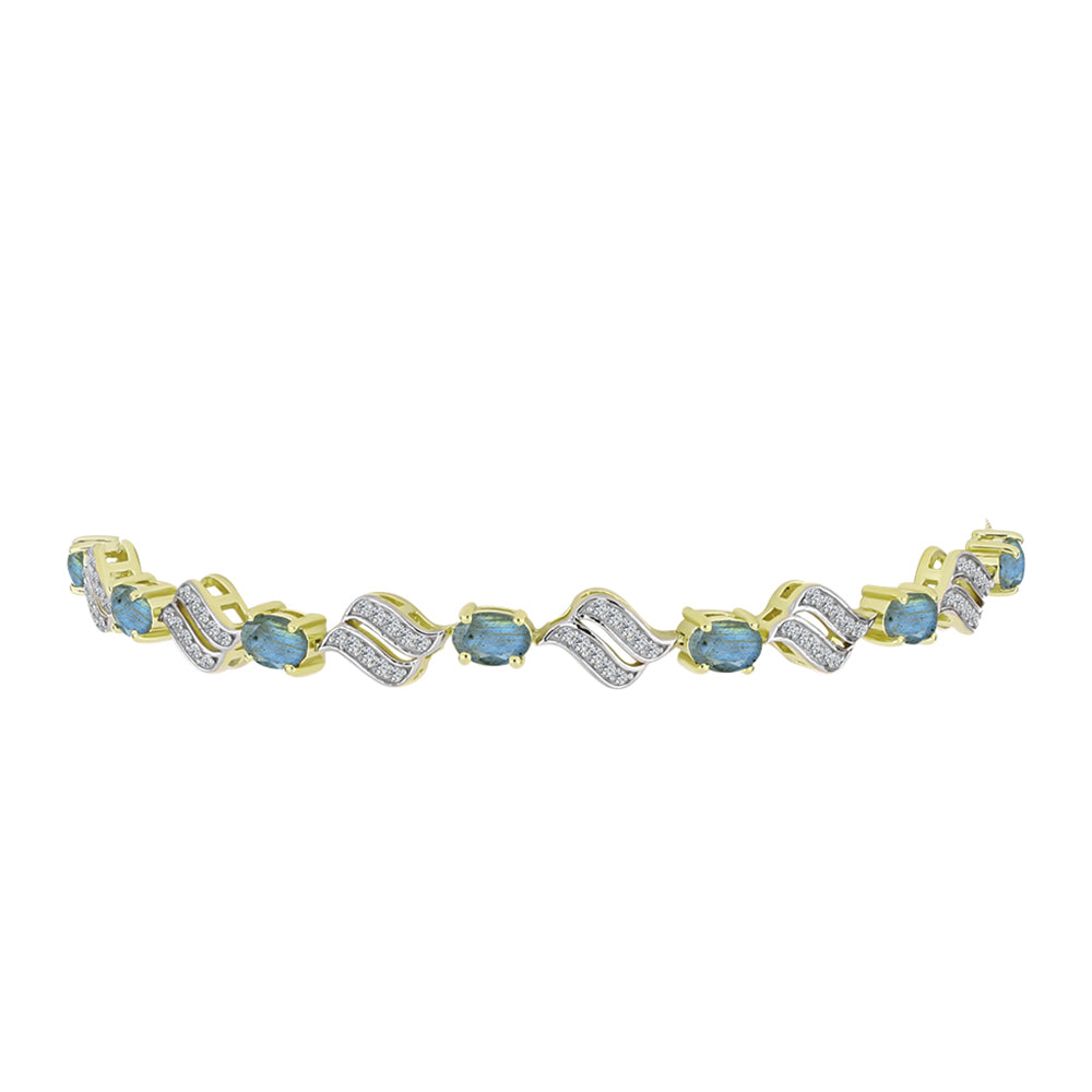 Goldplattiertes Silberarmband mit Labradorit und weißem Topas