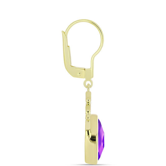 Goldplattierte Silberohrringe mit lila Achat