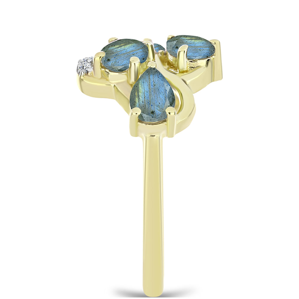 Goldplattierter Silberring mit Labradorit