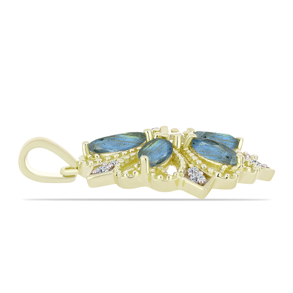 Goldplattierter Silberanhänger mit Labradorit und weißem Topas