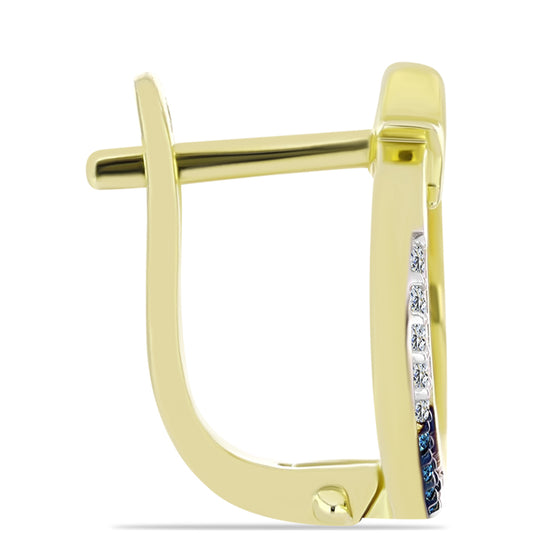 Goldplattierte Silberohrringe mit blauem Diamant und weißem Topas