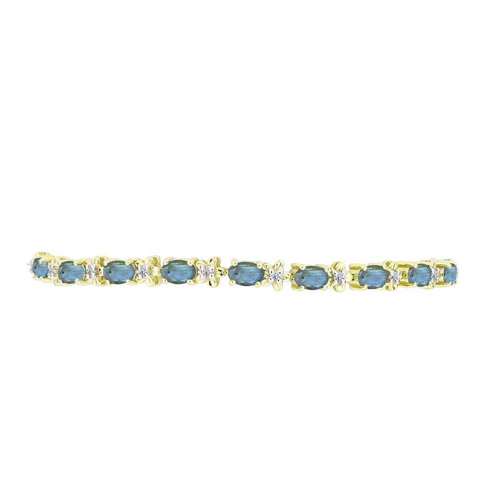 Goldplattiertes Silberarmband mit Labradorit und weißem Topas