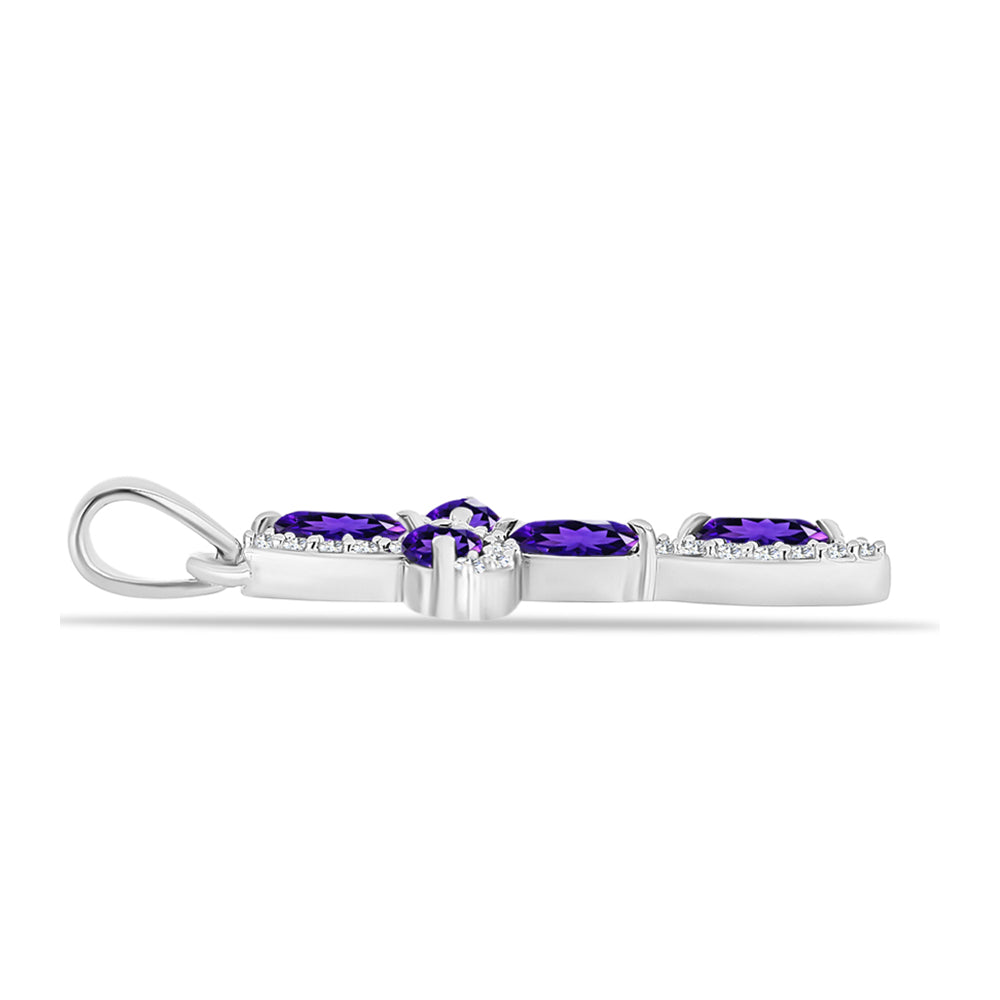 Silberanhänger mit marokkanischem Amethyst und weißem Topas