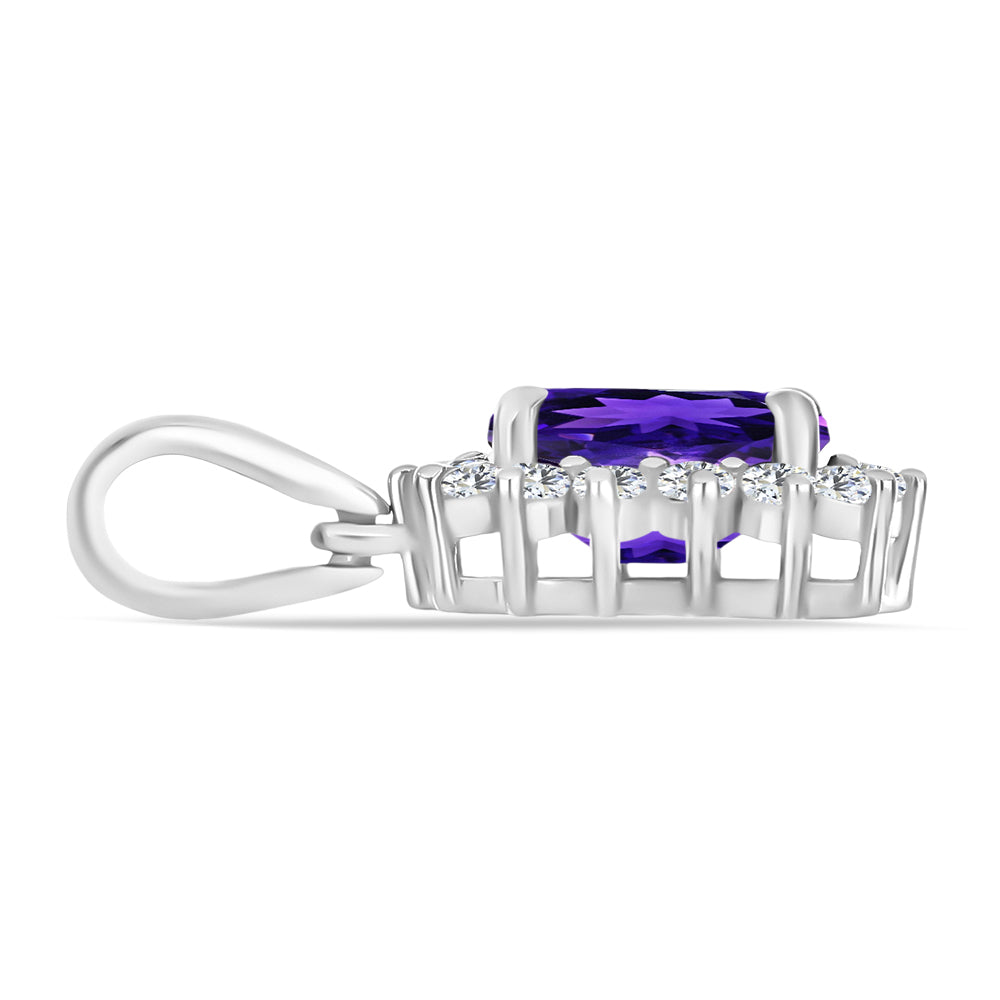 Silberanhänger mit marokkanischem Amethyst und weißem Topas