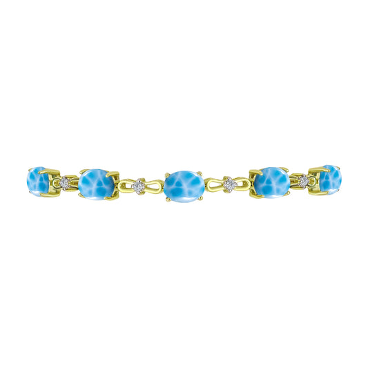 Goldplattiertes Silberarmband mit Larimar und weißem Topas