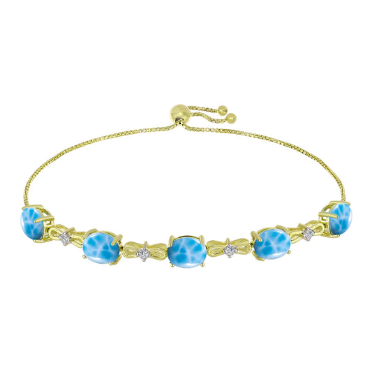 Goldplattiertes Silberarmband mit Larimar und weißem Topas