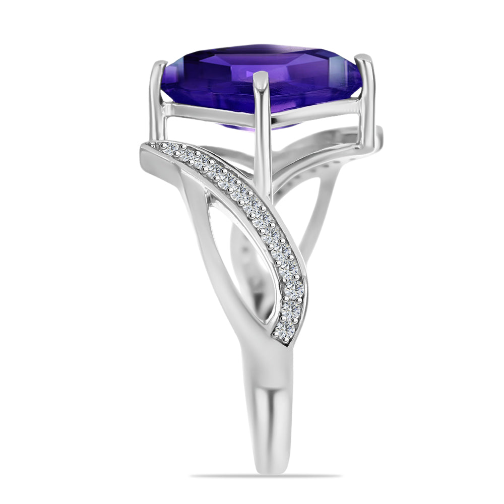 Silberring mit marokkanischem Amethyst und weißem Topas