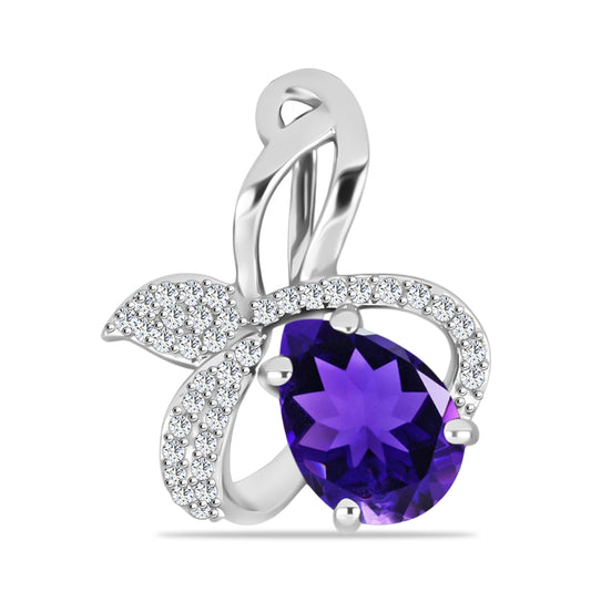 Silberanhänger mit marokkanischem Amethyst und weißem Topas