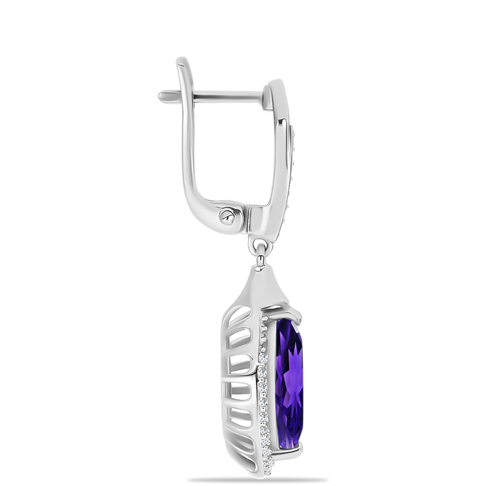 Silberohrringe mit marokkanischem Amethyst und weißem Topas