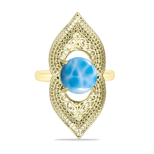Goldplattierter Silberring mit Larimar