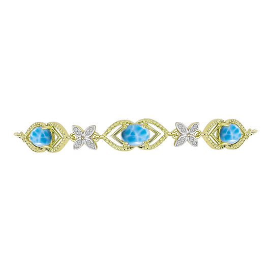 Goldplattiertes Silberarmband mit Larimar und weißem Topas