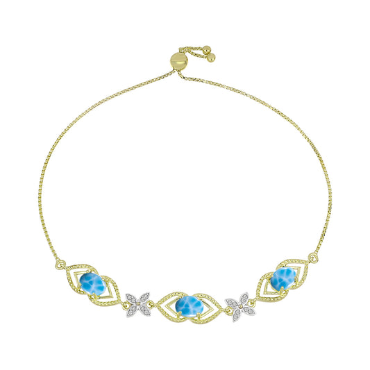 Goldplattiertes Silberarmband mit Larimar und weißem Topas
