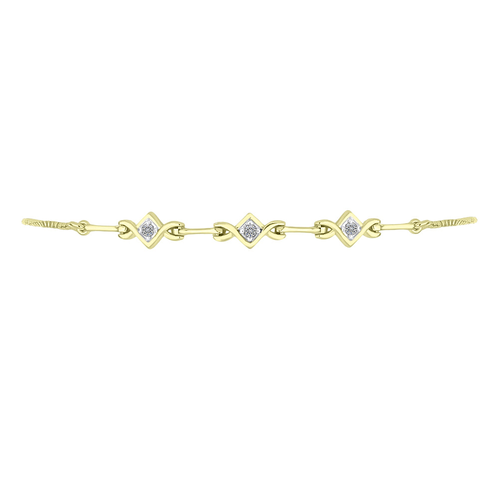 Goldplattiertes Silberarmband mit weißem Diamant