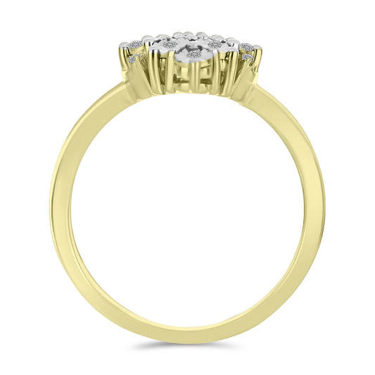 Goldplattierter Silberring mit weißem Diamant und weißem Topas