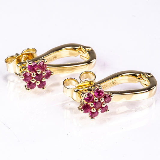 Goldplattierte Silberohrringe mit Rubin aus Madagaskar