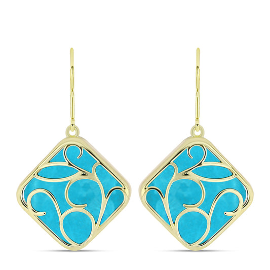 Goldplattierte Silberohrringe mit blauem Jade