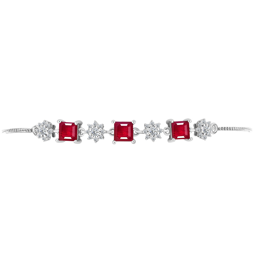 Silberarmband mit Rubin aus Madagaskar und weißem Topas