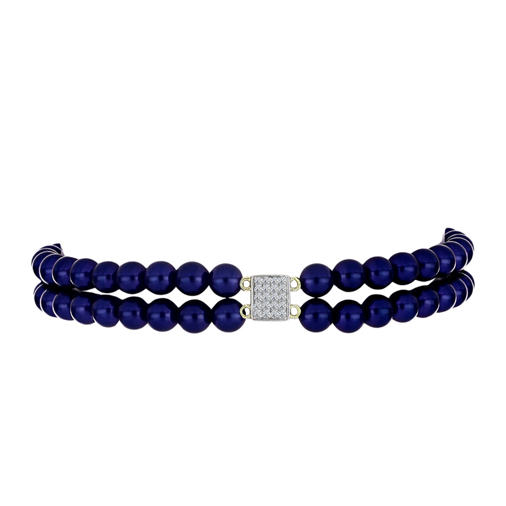 Goldplattiertes Silberarmband mit schwarzer Süßwasserperle und weißem Topas