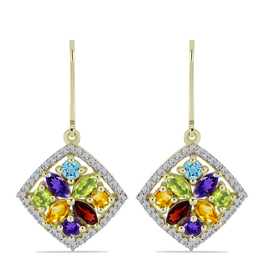 Goldplattierte Silberohrringe mit marokkanischem Amethyst und Zitrin aus dem Ural