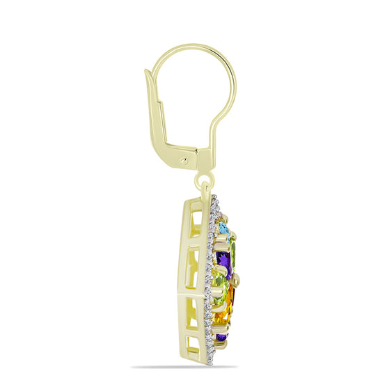 Goldplattierte Silberohrringe mit marokkanischem Amethyst und Zitrin aus dem Ural