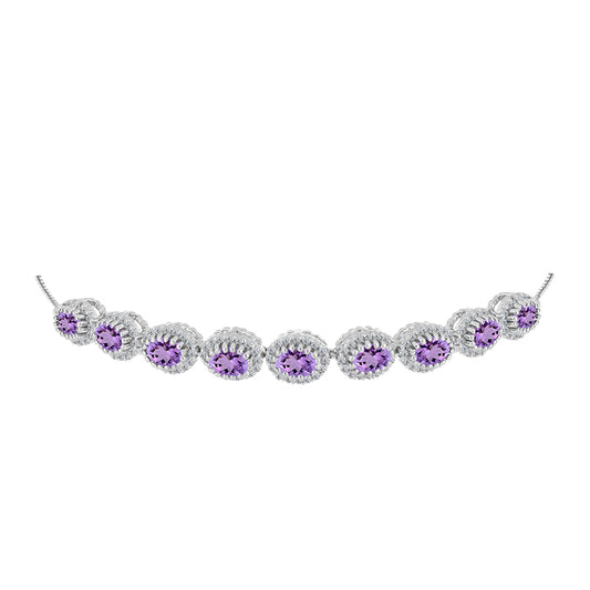 Silberarmband mit Rose De France Amethyst und weißem Topas