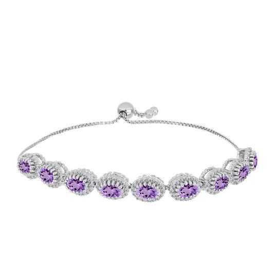 Silberarmband mit Rose De France Amethyst und weißem Topas