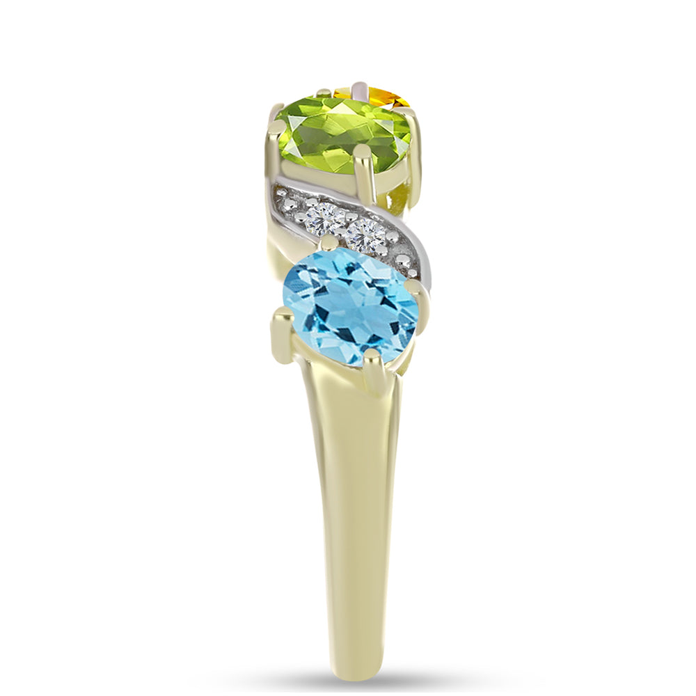 Goldplattierter Silberring mit marokkanischem Amethyst und Zitrin aus dem Ural