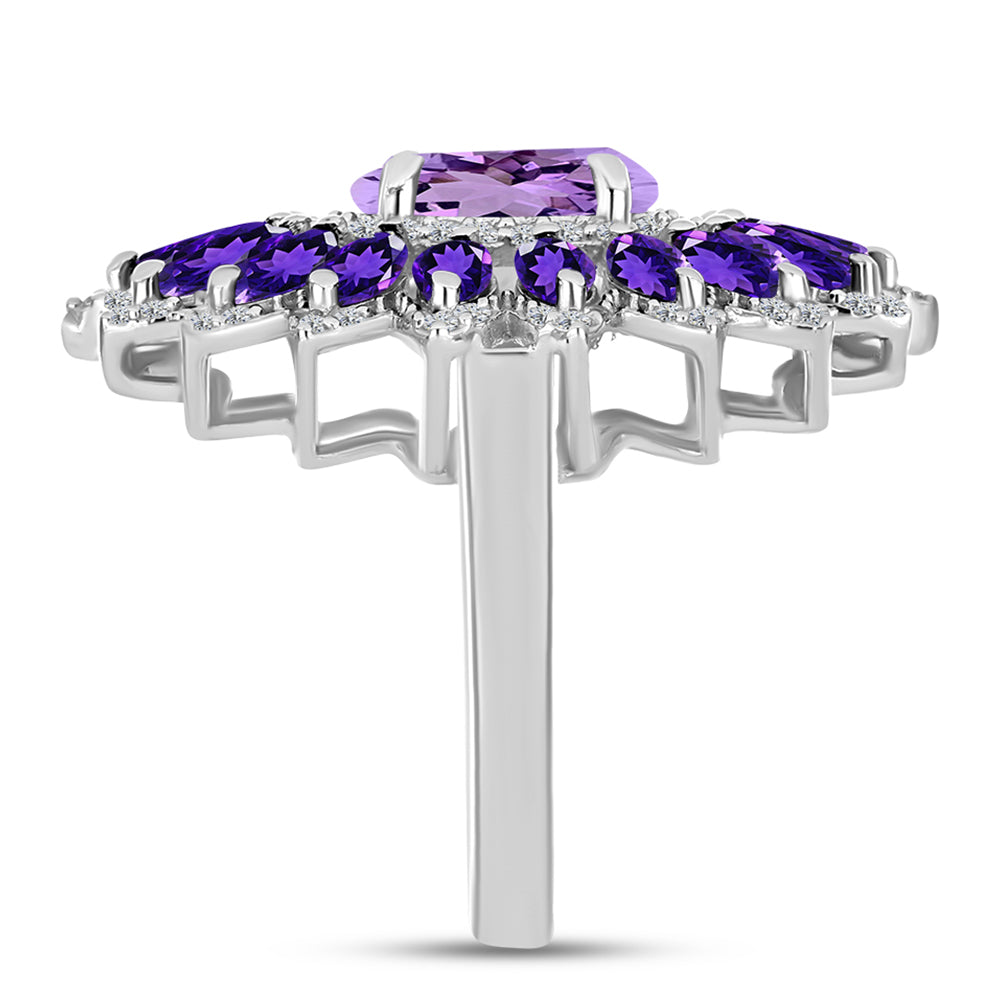 Silberring mit Rose De France Amethyst und Amethyst aus Artigas