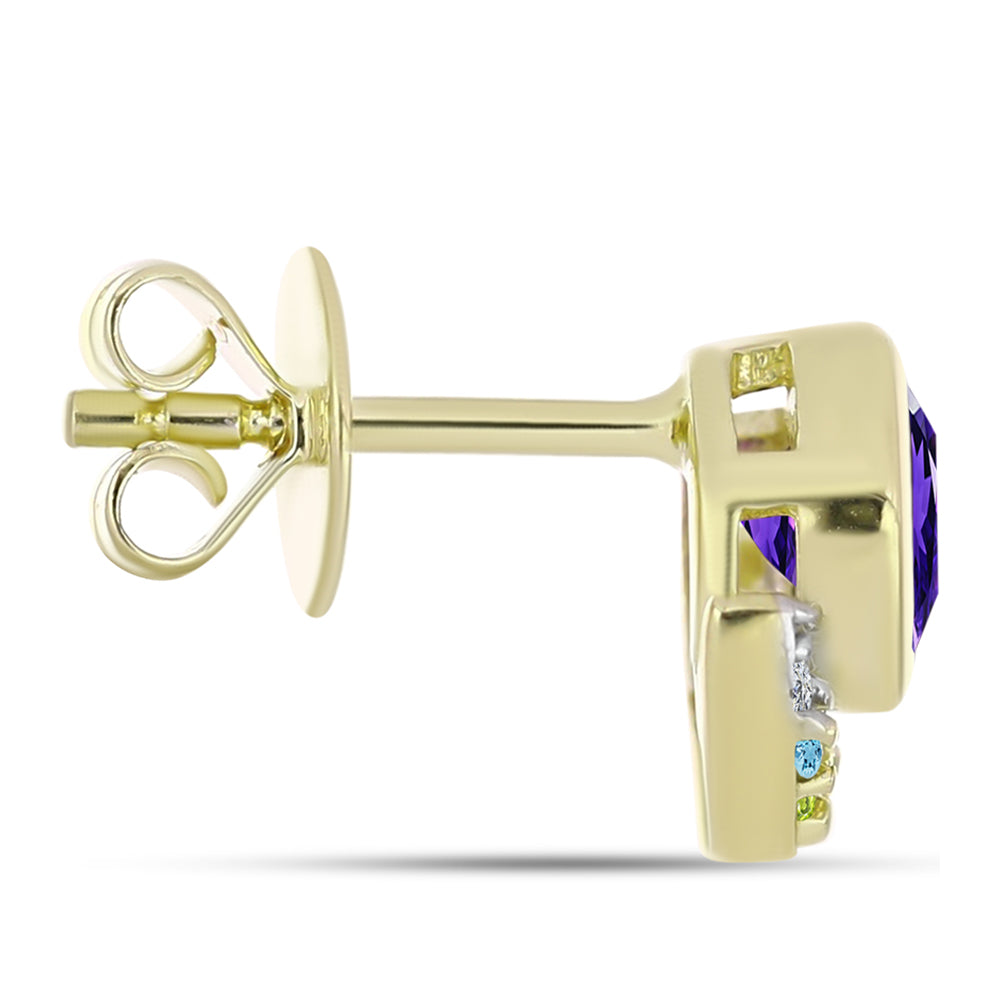 Goldplattierte Silberohrringe mit marokkanischem Amethyst und Zitrin aus dem Ural
