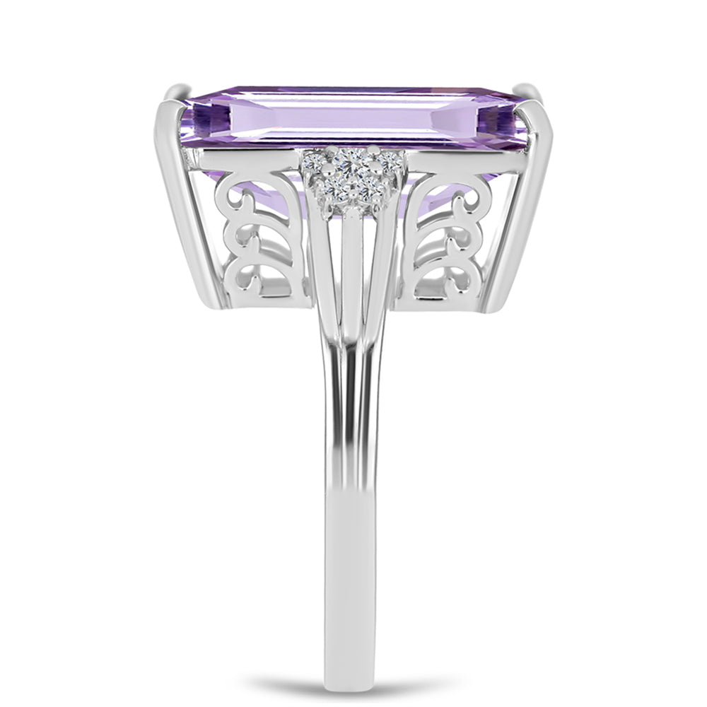 Silberring mit Rose De France Amethyst und weißem Topas