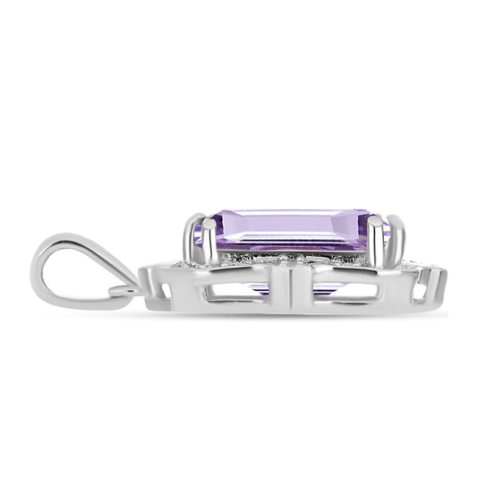 Silberanhänger mit Rose De France Amethyst und weißem Topas