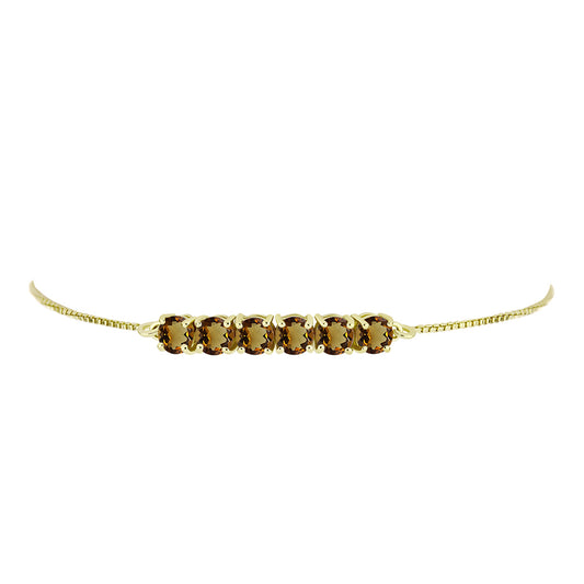 Goldplattiertes Silberarmband mit Cognac-Quarz