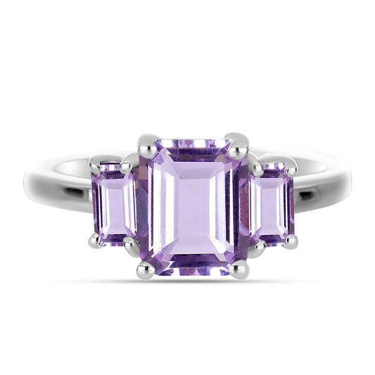 Silberring mit Rose De France Amethyst und weißem Topas